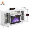 AMERLIFE 3-Sided Glass Fireplace TV Stand with LED Lights ,Fireplace Media Entertainment Center Console Cabinet Table with Glass Door Closed Storage - 2 of 4