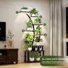 9-Tier Metal Plant Shelf, Adjustable Grow Lights Indoor Stand, Rustic Brown Multi-Layer Display Rack for Living Room Decor - Coolbibila - 3 of 4