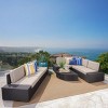 8-Piece Outdoor Seating Set, Rattan Conversation Set with Coffee Table and Side Tables, Sofa with Iron Frame and Foam Cushions-Coolbibila - 2 of 4