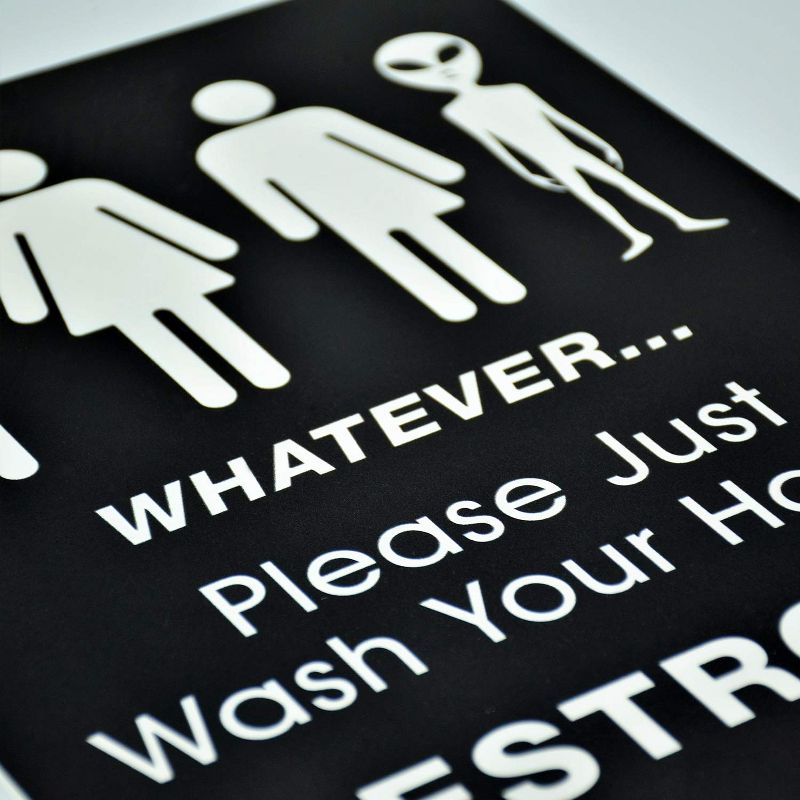 Funny Restroom Sign by Signs Authority Signs - All Gender Trans & Alien Wash Your Hands Please - 11.5"x8.75" Rigid PVC with Rope, 5 of 6