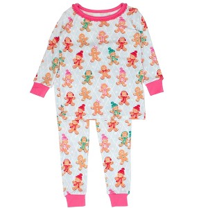 RuffleButts SoftSnooze Toddler Girls Holiday Ruffle Long Sleeve Pajama Set - 1 of 2