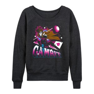 Women's - Marvel - X-Men Gambit Space Lightweight French Terry Wide Neck Long Sleeve Graphic Shirt - 1 of 4