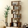 Tangkula 2 PCS Bookshelf w/ Cabinet 6-Tier S-Shaped Bookcase Storage Rack Rustic Brown - 3 of 4