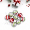 Northlight Glitter Striped Glass Christmas Ornaments - 2.75" (55 mm) - Silver, Red and Green - 9ct - 2 of 4