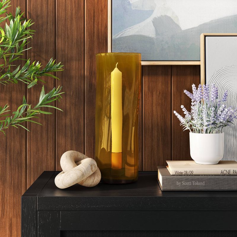Large Glass Hurricane Taper Candle Holder Yellow - Threshold&#8482;, 3 of 5