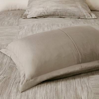King Taupe Microfiber Seersucker Comforter Set with Decorative Pillows