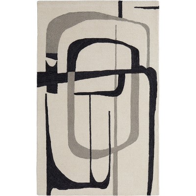 Maguire Transitional Abstract Ivory/Gray/Black Area Rug