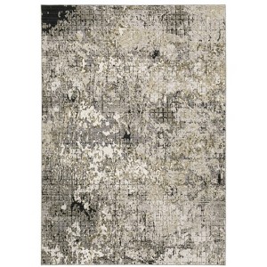 Nirvan Geometric Abstract Indoor Area Rug Gray/Ivory - Captiv8e Designs - 1 of 4