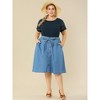 Agnes Orinda Women's Plus Size Round Neck Hollow Lace Panel Short Sleeve Casual Summer Blouses - 3 of 4