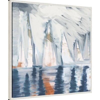 30"x30" Beaded Framed Abstract Coastal Canvas Wall Art