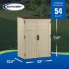 Suncast Large Vertical Shed with Multi Wall Design and Adjoining Door Handles, for Storing Oudoor Gear, Tools, and Equipment, Sand - 3 of 4