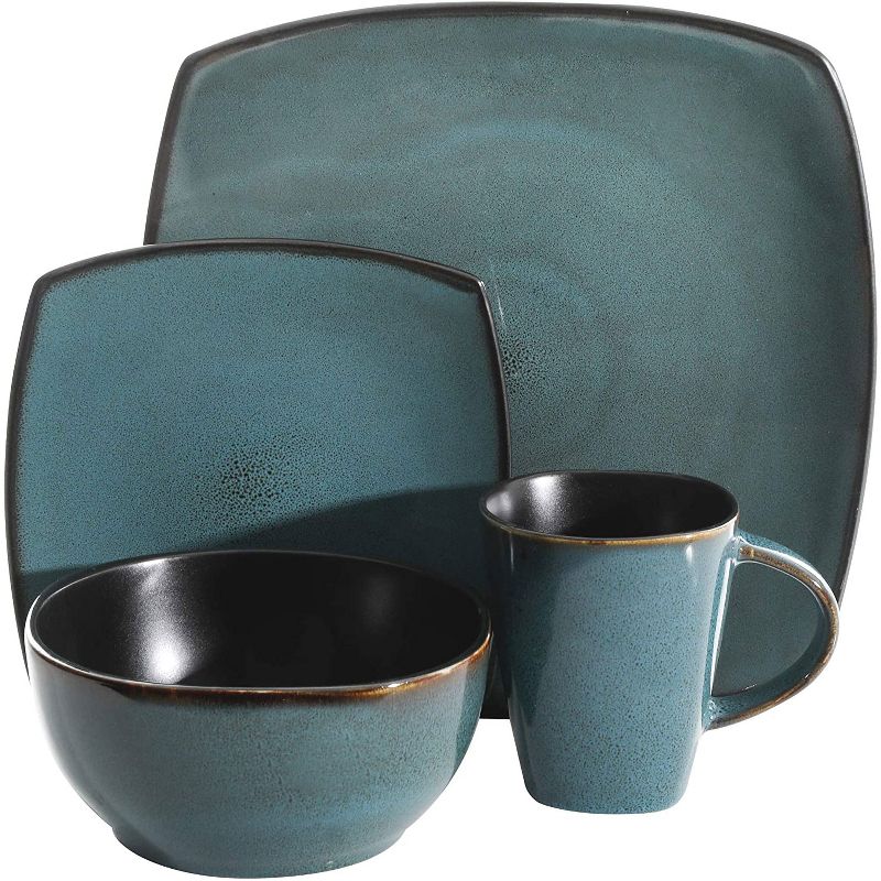 Gibson Elite Soho Lounge 16 Piece Reactive Glaze Durable Microwave and Dishwasher Safe Plates, Bowls, and Mugs Dinnerware Set, Teal, 3 of 7