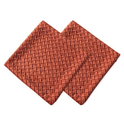 Rust Lattice Textured Velvet Euro Throw Pillow Covers, 2-Pack (18x18 Inches)