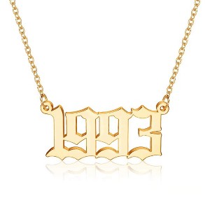 Turandoss Birth Year Pendant Necklace for Women, Old English Birth Year Number Gold Necklace, Birthday Gifts for Women, Christmas Gifts, 18+2In - 1 of 4