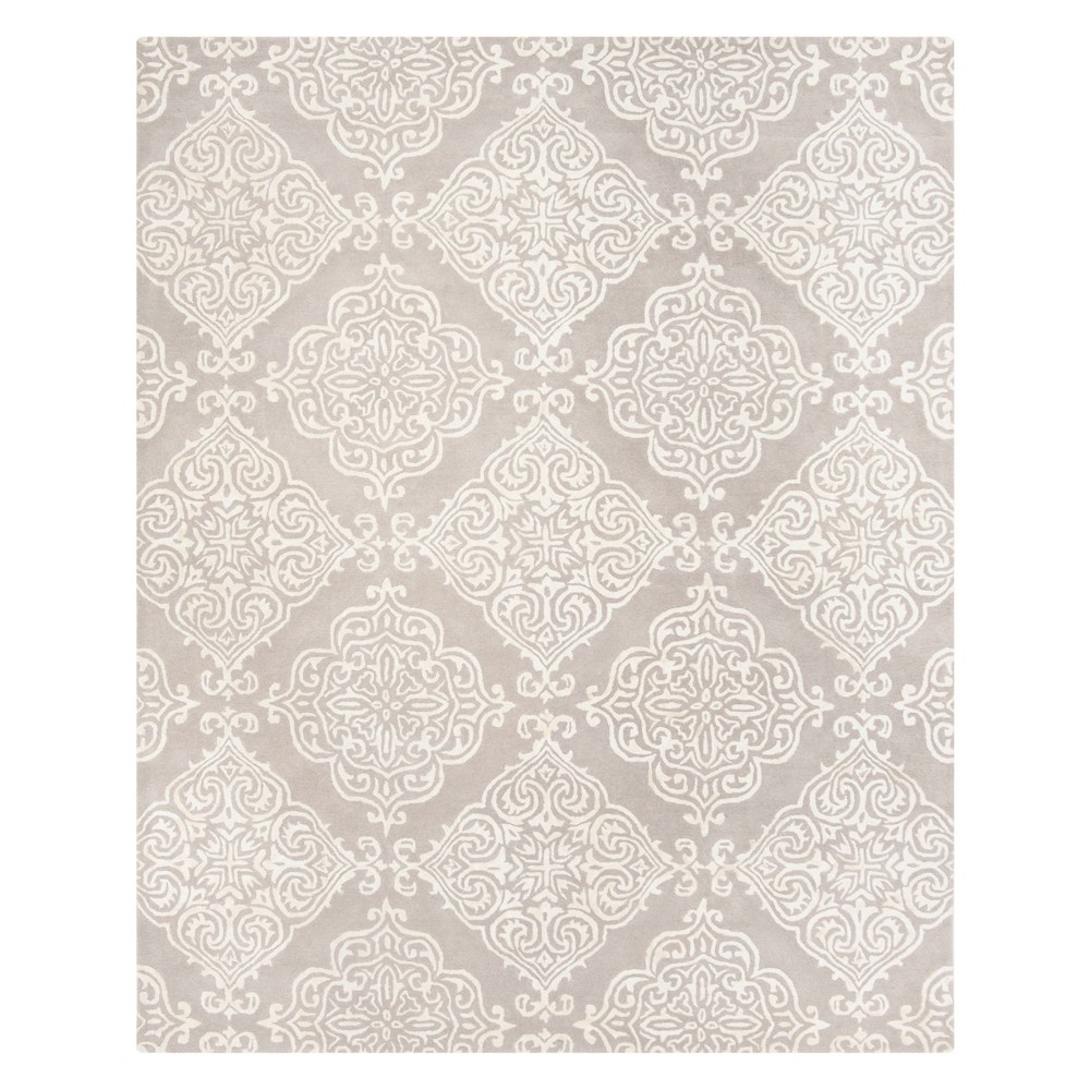 8'x10' Medallion Tufted Area Rug Silver/Ivory - Safavieh