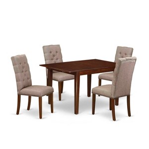 HomeStock 5-Pc Mahogany Finish Solid Wood Top - Rectangular Dining Room Set with Butterfly Leaf - Seats 4 - 1 of 4