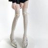 Anna-Kaci Women's Over-the-Knee Knit Socks with Diamond Pattern and Ribbon Bow Detail - 3 of 4