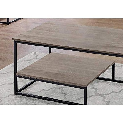 Dark Taupe and Black Metal 3-Piece Coffee Table Set