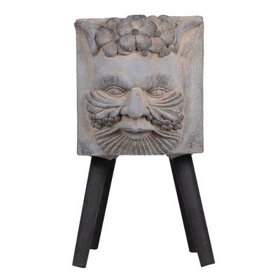Home Cement Head Planter Greek Statue Planter With Black Legs Floor Standing Pot For Outdoor Indoor Home Office Decoration