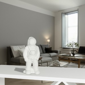 Sagebrook Home 12" Ceramic Astronaut Statuette - Contemporary White Space Themed Figurine - Astronaut Statue for Home or Office Table Decor - Space - 1 of 4