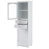 CAVINAS 63" Tall Bathroom Storage Cabinet with Glass Door & 2 Drawers,Freestanding Corner Storage Cabinet for Bathroom,Matte White Finish - 2 of 4