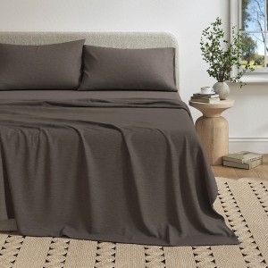 Ultra-Soft Cotton Heathered Melange Jersey Knit Sheet Set - Great Bay Home - 1 of 4