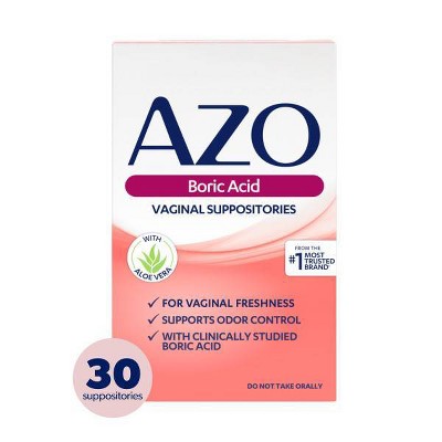 AZO Boric Acid Vaginal Suppositories with Aloe - 30ct