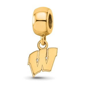 Black Bow Jewelry 14k Yellow Gold Plated Sterling Silver Wisconsin Badgers NCAA Bead Charm - 1 of 4