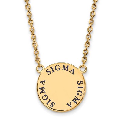 Black Bow Jewelry 14k Yellow Gold Plated Sterling Silver Sigma Sigma Sigma Greek Life Necklace 18 Inch