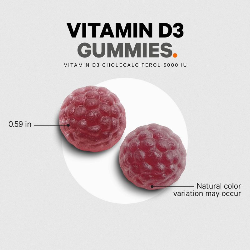 Codeage Vitamin D3 Gummies, 5000 IU, Strawberry Flavored Vitamin Supplement -  60ct, 6 of 7