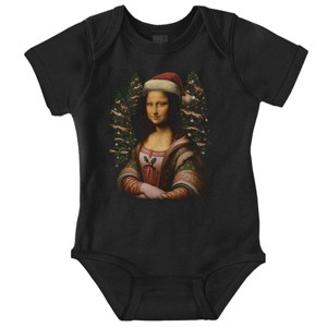 Christmas Mona Lisa Santa Claus Baby Romper Boys or Girls Brisco Brands - 1 of 4