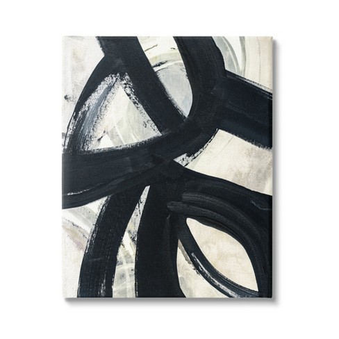 Stupell Industries Dynamic Modern Black Paint Strokes Bold Abstract Canvas  Wall Art, 16 x 20