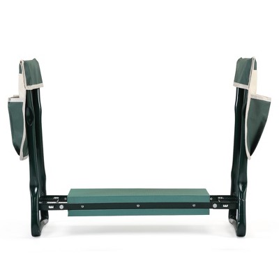 DOMETOUR Portable Outdoor 2-in-1 Garden Stool Garden Bench with Tool Bags Kneeling Pad Gift for Parent Green