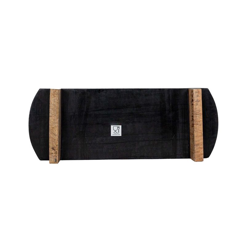 Footed Charcuterie Board Black Marble & Mango Wood by Foreside Home & Garden, 4 of 8