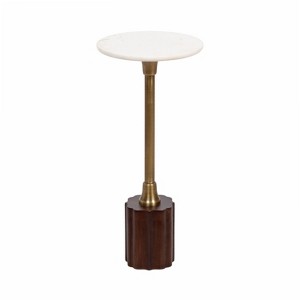 Kate and Laurel Nisha Round Marble Drink Table, 10x10x22, Mocha and Gold - 1 of 4