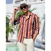 Clearlove Men's Striped Print Long Sleeve Shirt Casual Button Down Wrinkle Resistant Office Wear Comfortable Dress Shirt Brown S - 3 of 4