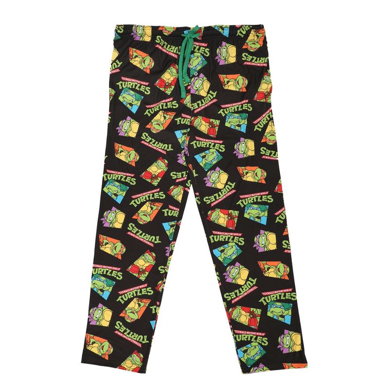 Teenage Mutant Ninja Turtles Character Squares Men's Black Sleep Pajama Pants, 1 of 4