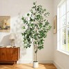Ficus Trees Artificial Indoor, Tall Faux Ficus Tree with Planter and Green Fake Moss - 2 of 4