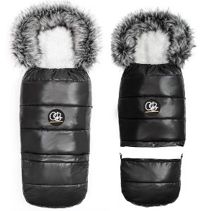 Cover Baby 0-3 Years Organic Premium Gray Wool Adjustable Footmuff in Pastel Black - 1 of 4
