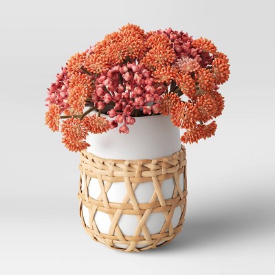 7" x 5" Artificial Berry and Marigold Arrangement in Ceramic Pot - Opalhouse™