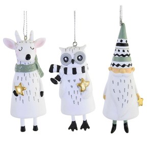 3.75 In Owl Gnome Deer Set Stars Christmas Tree Ornament Sets - 1 of 4