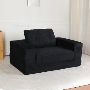 Whisen Convertible Human-Pet Nest Sofa, Compression Human Dog Sofa Bed, Modern Corduroy Floor Couch With Pillow, No Assembly Required - 1 of 4