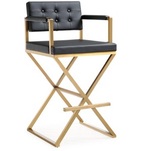 TOV Furniture Director Performance Vegan Leather Stool with Gold Base - 1 of 4