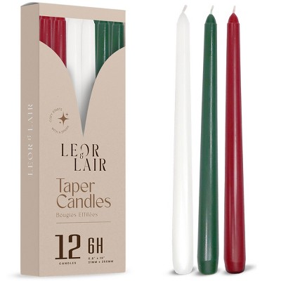 Leor & Lair Christmas Taper Candles - 10" Christmas Themed Candlesticks for Holiday Decoration