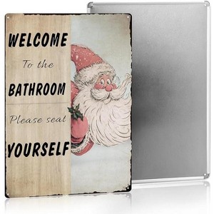 Lomsoe Funny Bathroom Christmas Sign Vintage Santa Cute Christmas Decor Christmas Gifts Vintage Metal Sign 8×12 Inches - 1 of 4