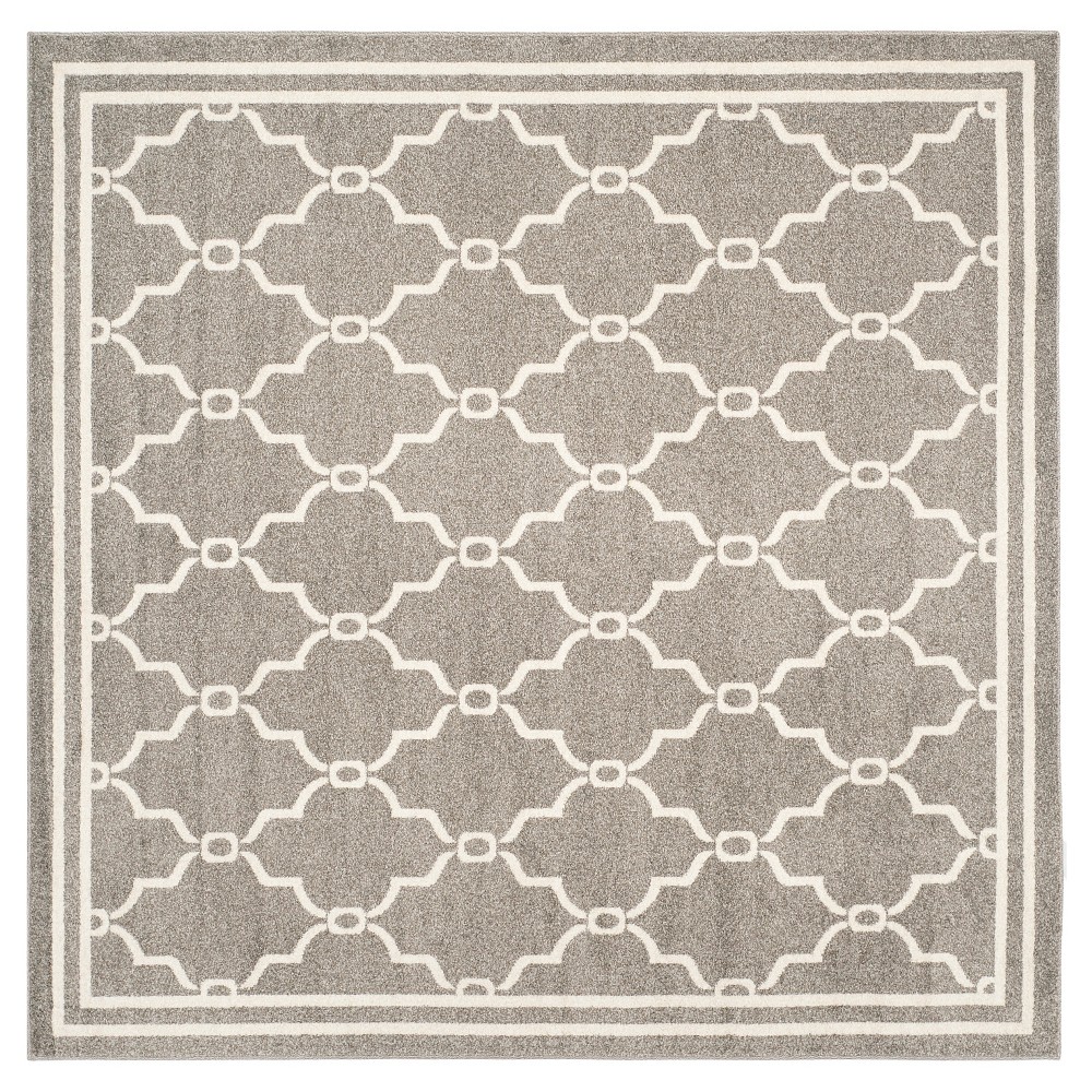 Prato Square 7'X7' Indoor/Outdoor Rug - Dark Gray/Beige - Safavieh