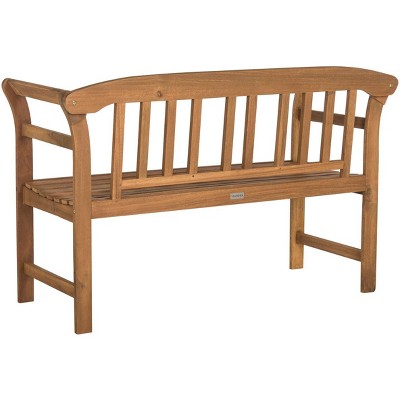 Teak Brown Acacia Wood 2-Seat Outdoor Bench