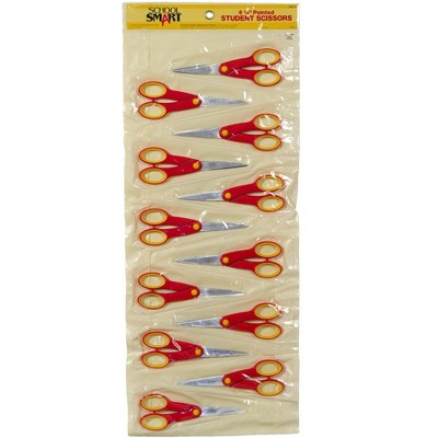 School Smart Pointed Tip Scissors for Students, 6-1/4 Inches, Red, pk of 12