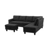 DOMETOUR 3-Piece Linen Sofa L Shaped Sofa for Living Room Black Gray - 2 of 4