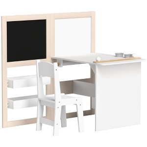 Aghana Digitals 3-in-1 Kids Art Station: Foldable Table & Chair Set with Whiteboard, Blackboard, - 1 of 4
